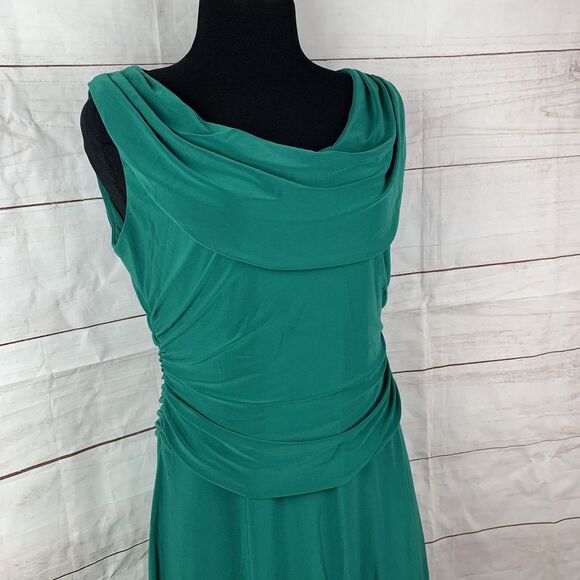 Kasper Dress Gown Long Draped Maxi Green Party 8 Stretch Wedding Romantic Greek - Picture 5 of 16